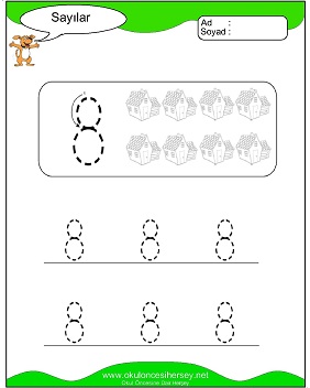 okul öncesi 1 sayısı çizgi çalışması